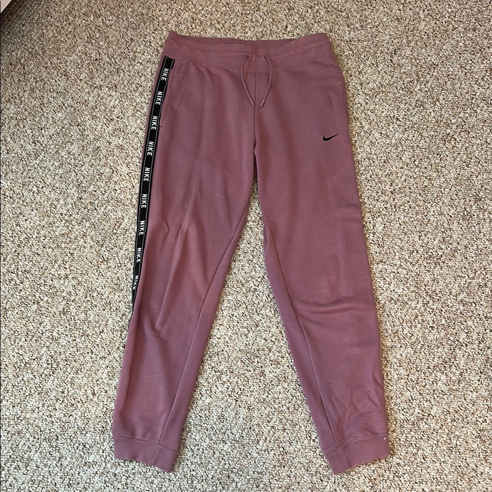 Nike Kids Mauve Joggers with Black Stripe